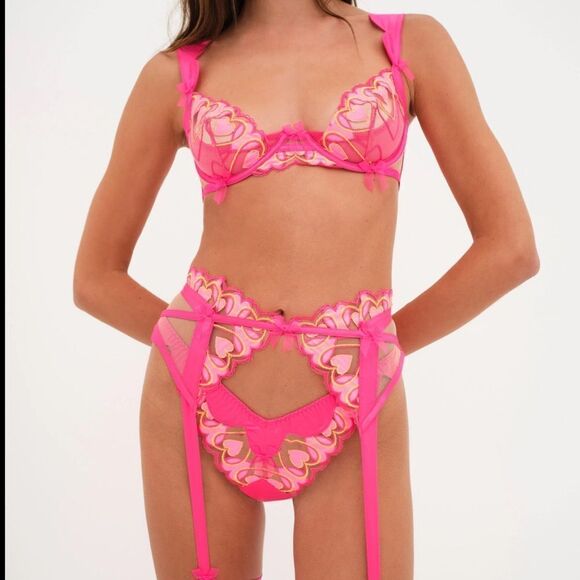 For Love and Lemons Graphic Hearts Bra - Picture 2 of 5